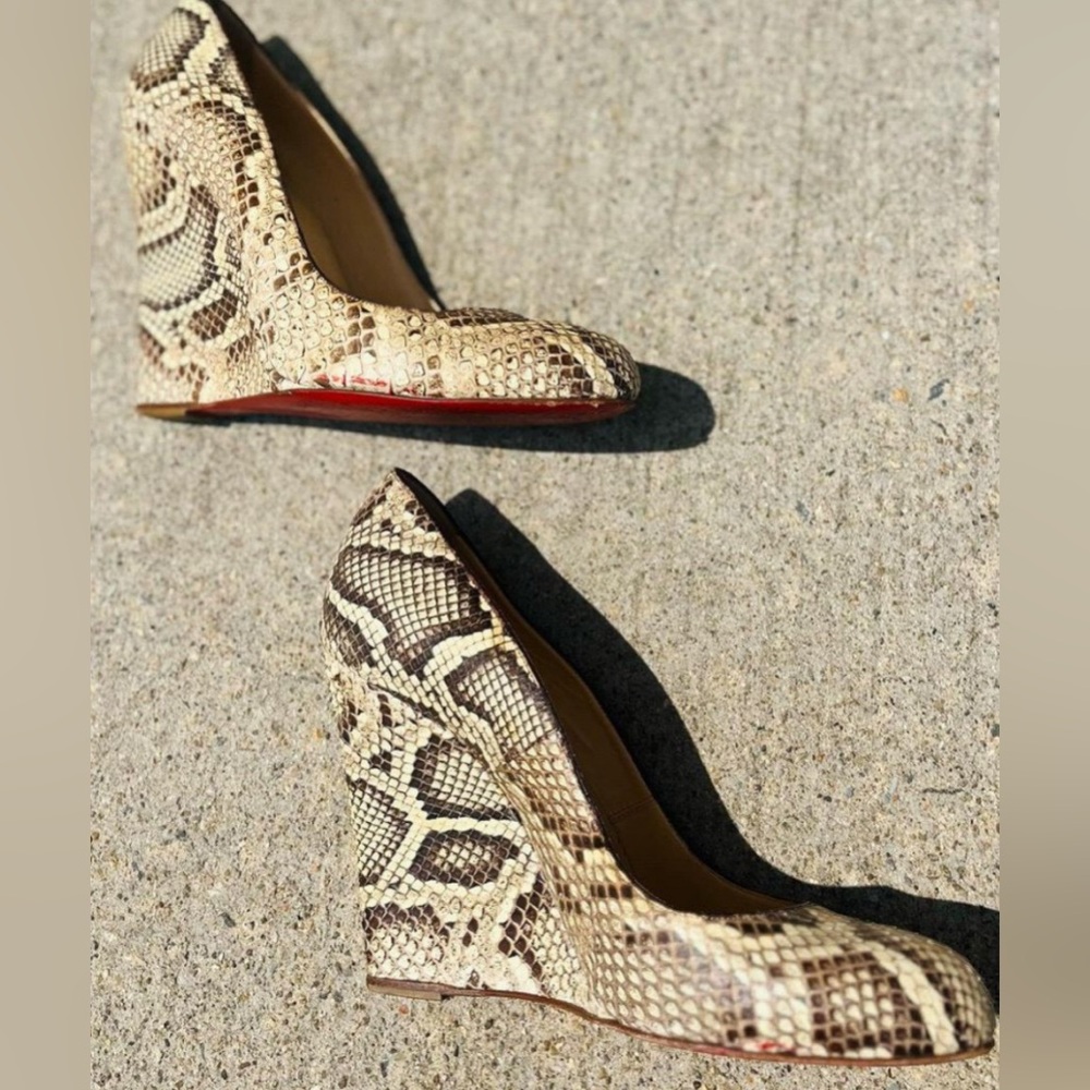 Christian Louboutin Python Wedge Pumps - Size 37 - image 6